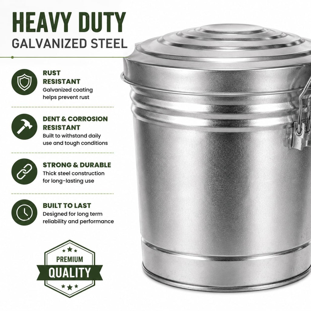 6-Gallon Galvanized Steel Storage Can with Lid Q24679