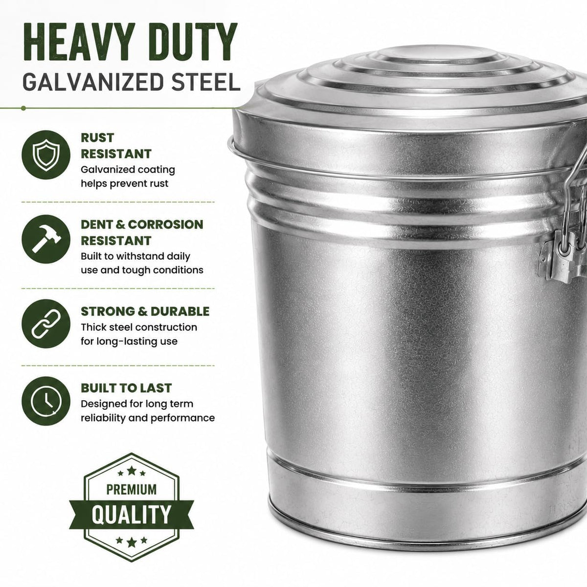 6-Gallon Galvanized Steel Storage Can with Lid Q24679