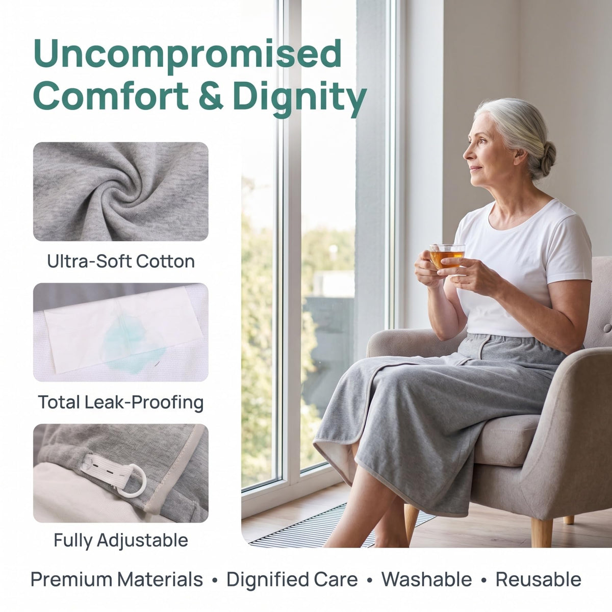 Adjustable Reusable Waterproof Diaper Skirt W31940