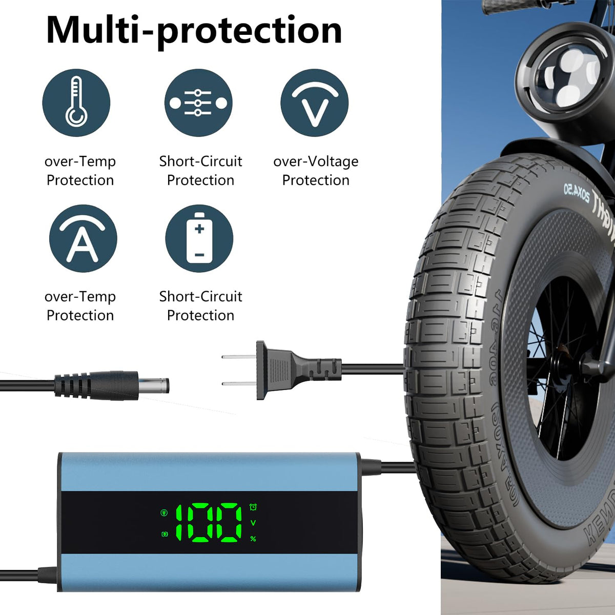 54.6V 2A Electric Scooter Charger with 6-in-1 Universal Plug V409711