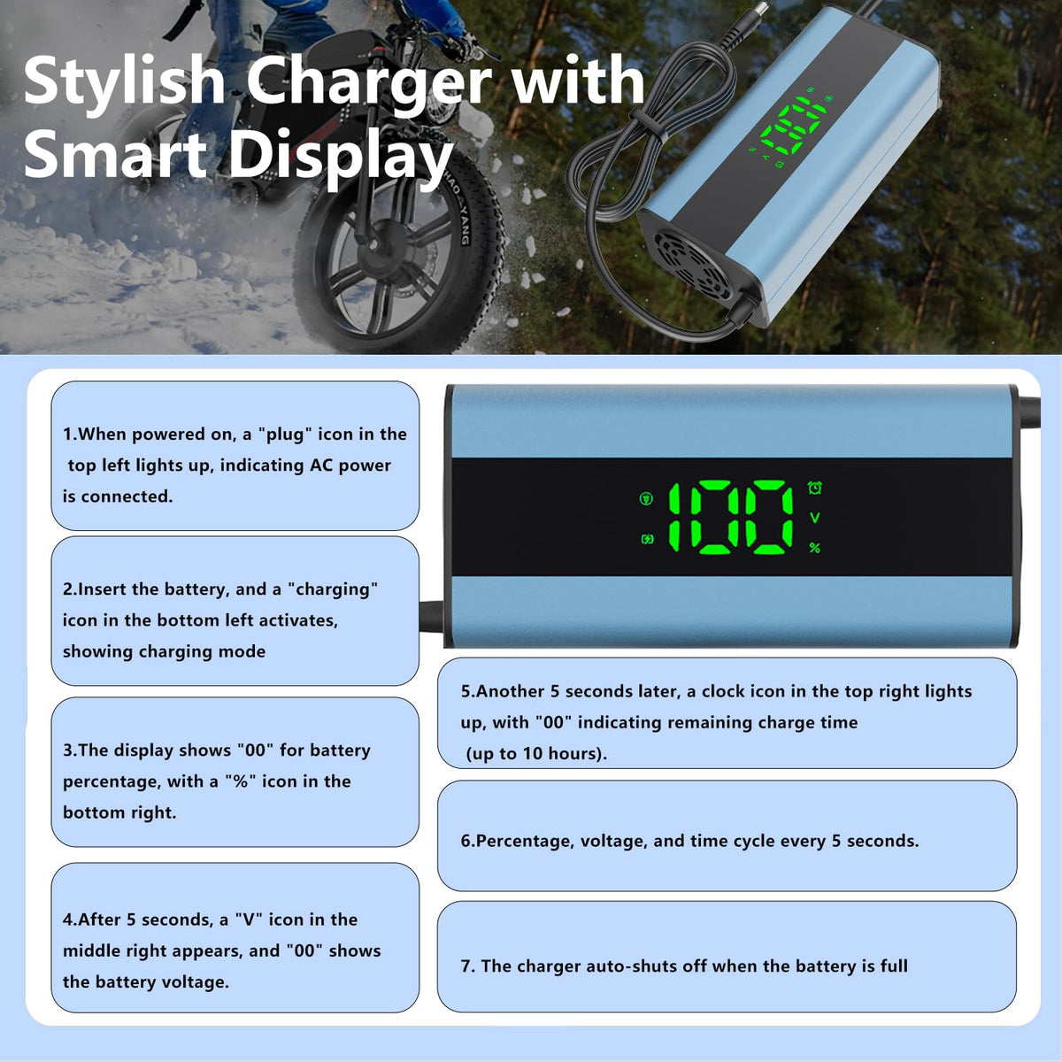 54.6V 2A Electric Scooter Charger with 6-in-1 Universal Plug V409711