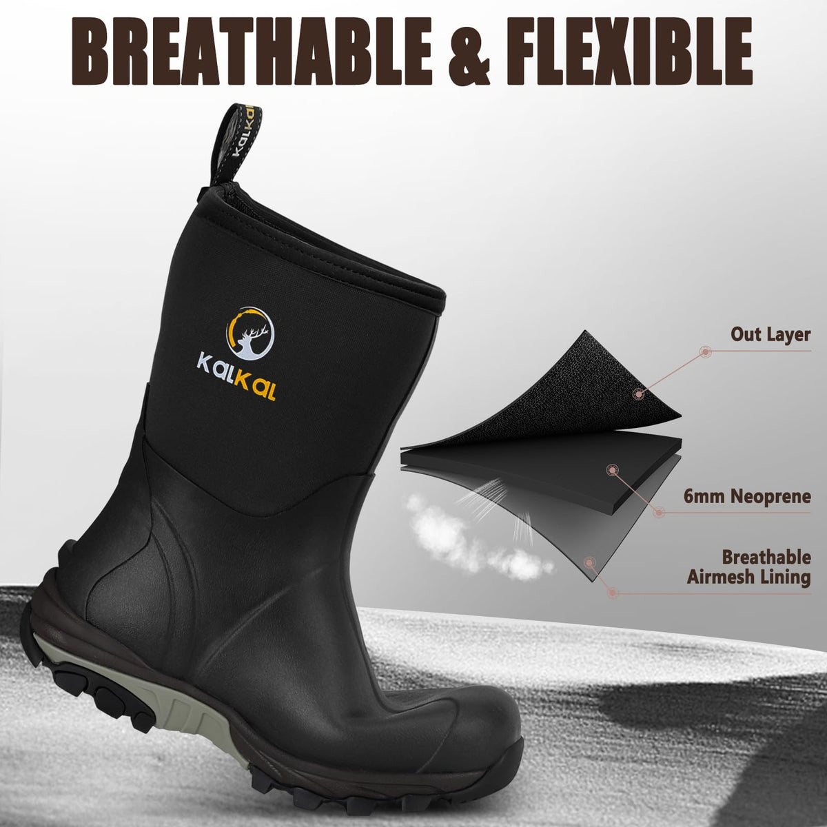 Waterproof Insulated Mid Calf Rubber Boots O867199