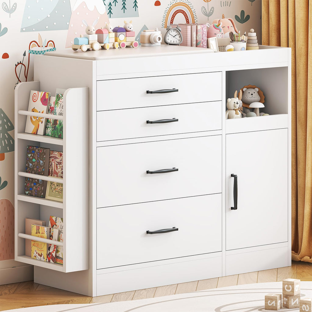 White 4 Drawer Baby Nursery Dresser with Changing Pad Z7761