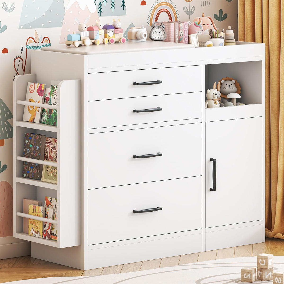White 4 Drawer Baby Nursery Dresser with Changing Pad Z7761