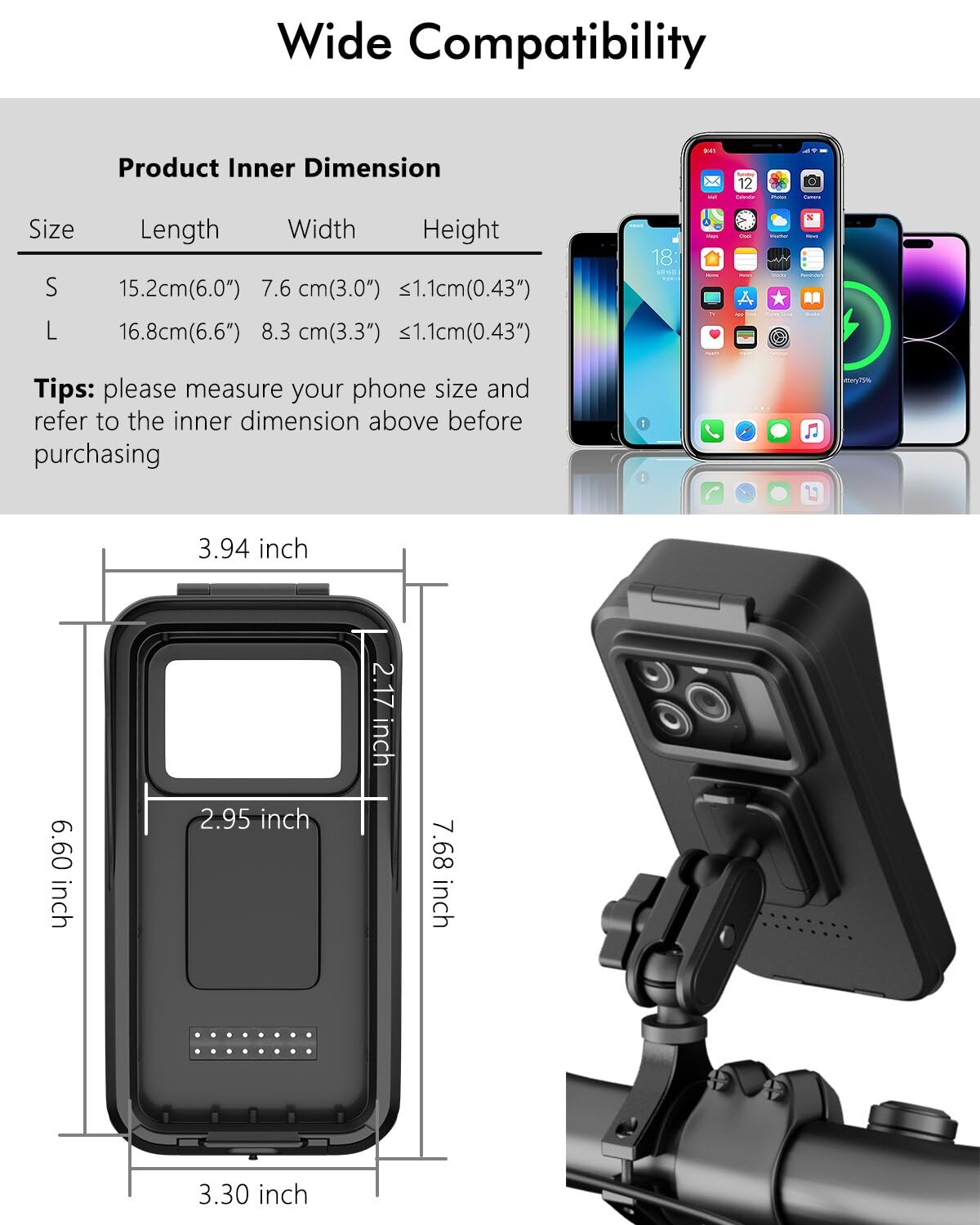 IP65 Waterproof Motorcycle Phone Mount H678145