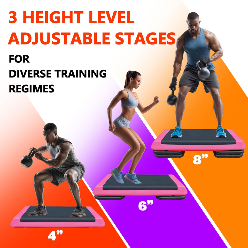 43" Adjustable Aerobic Step Platform with 4 Risers, 550 LBS Capacity H4916