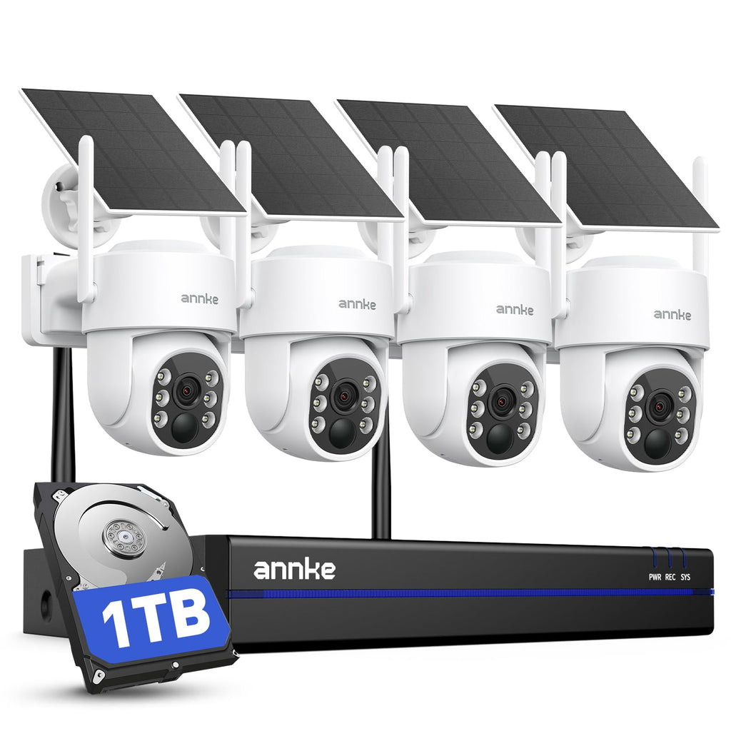Solar Camera System Wireless Outdoor PT 4K NVR 4X 4MP Cam 1TB HDD M21218