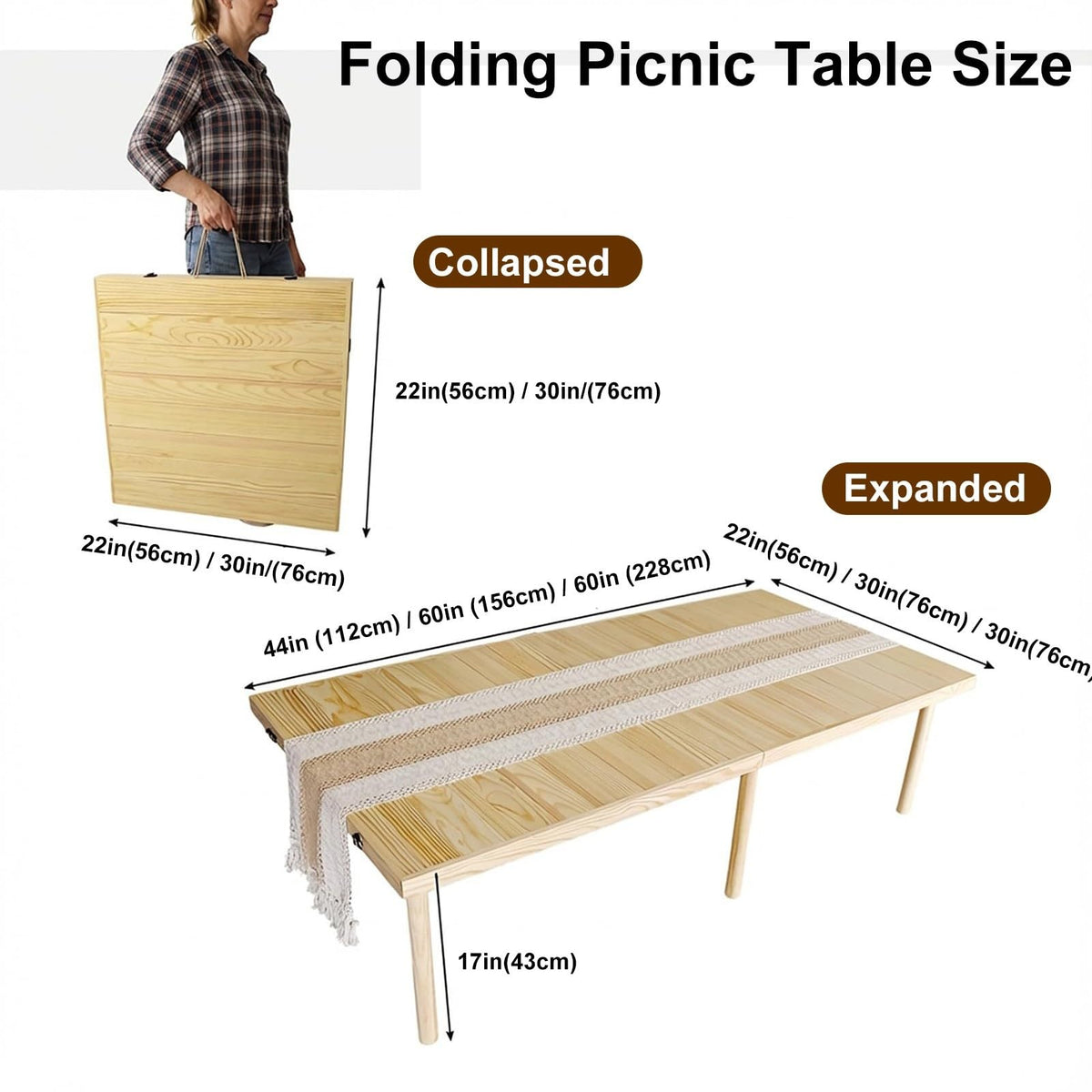 Wood Low Folding Picnic Table X1906