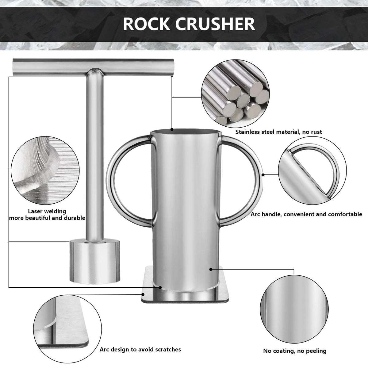 Heavy-Duty Stainless Steel Rock Crusher X187258