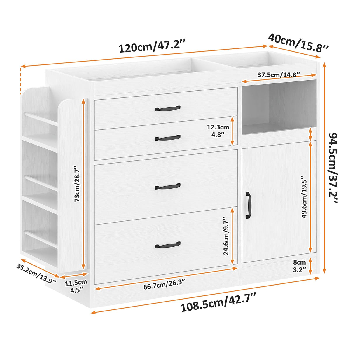 White 4 Drawer Baby Nursery Dresser with Changing Pad Z7761