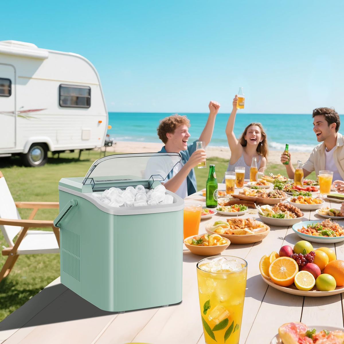 Portable Countertop Ice Maker with Basket & Scoop, 2 Cube Sizes J564378