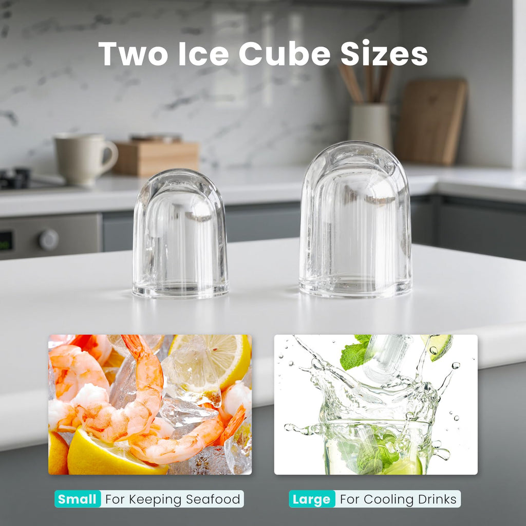 Portable Countertop Ice Maker with Basket & Scoop, 2 Cube Sizes J564378
