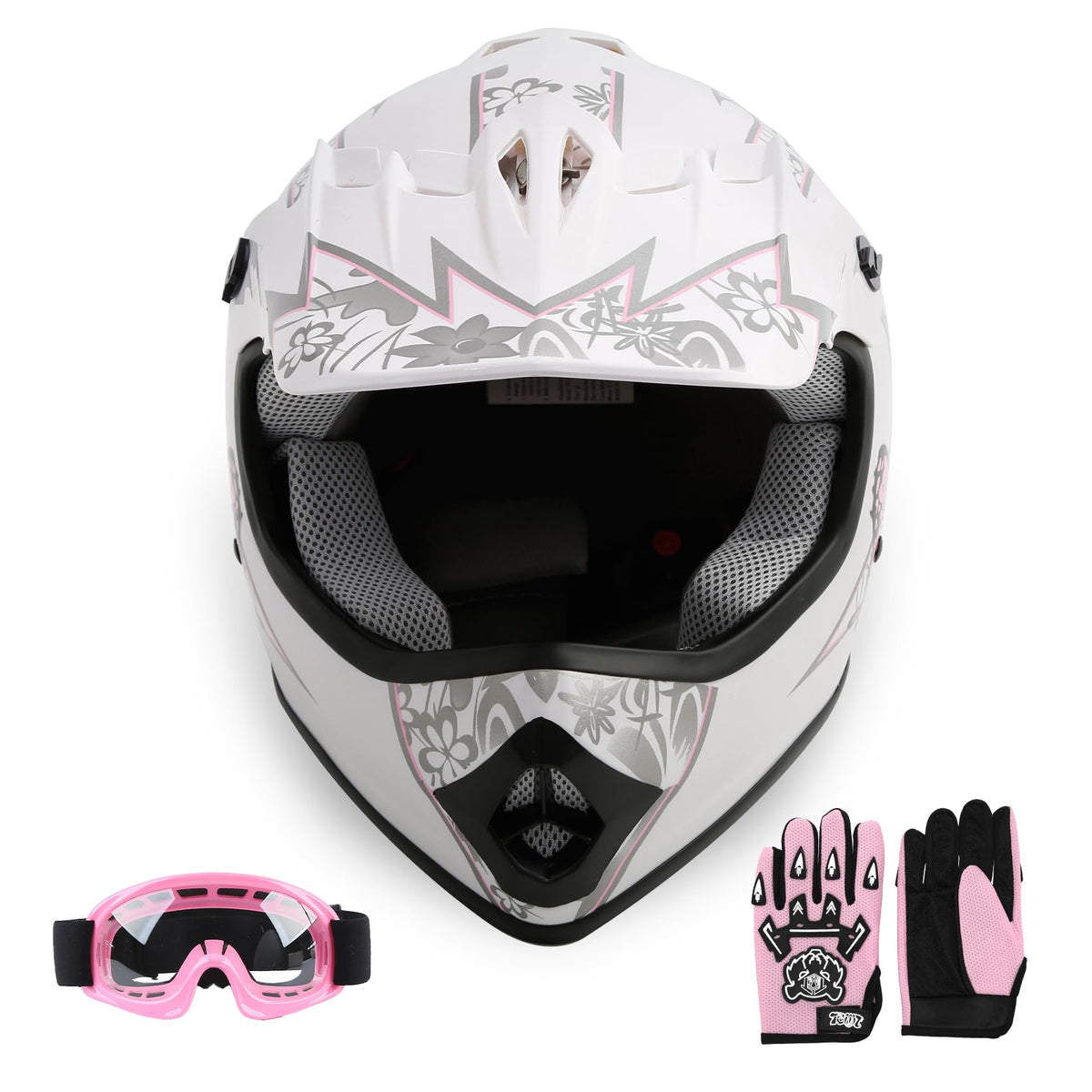 Youth Kids DOT Approved Motocross Helmet with Goggles and Gloves V3262