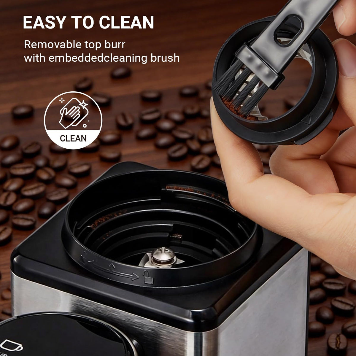 Conical Burr Coffee Bean Grinder, 25 Precise Settings, Anti-Static N694065