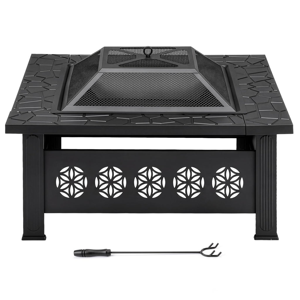 32 Inch Square Wood Burning Fire Pit Table P631