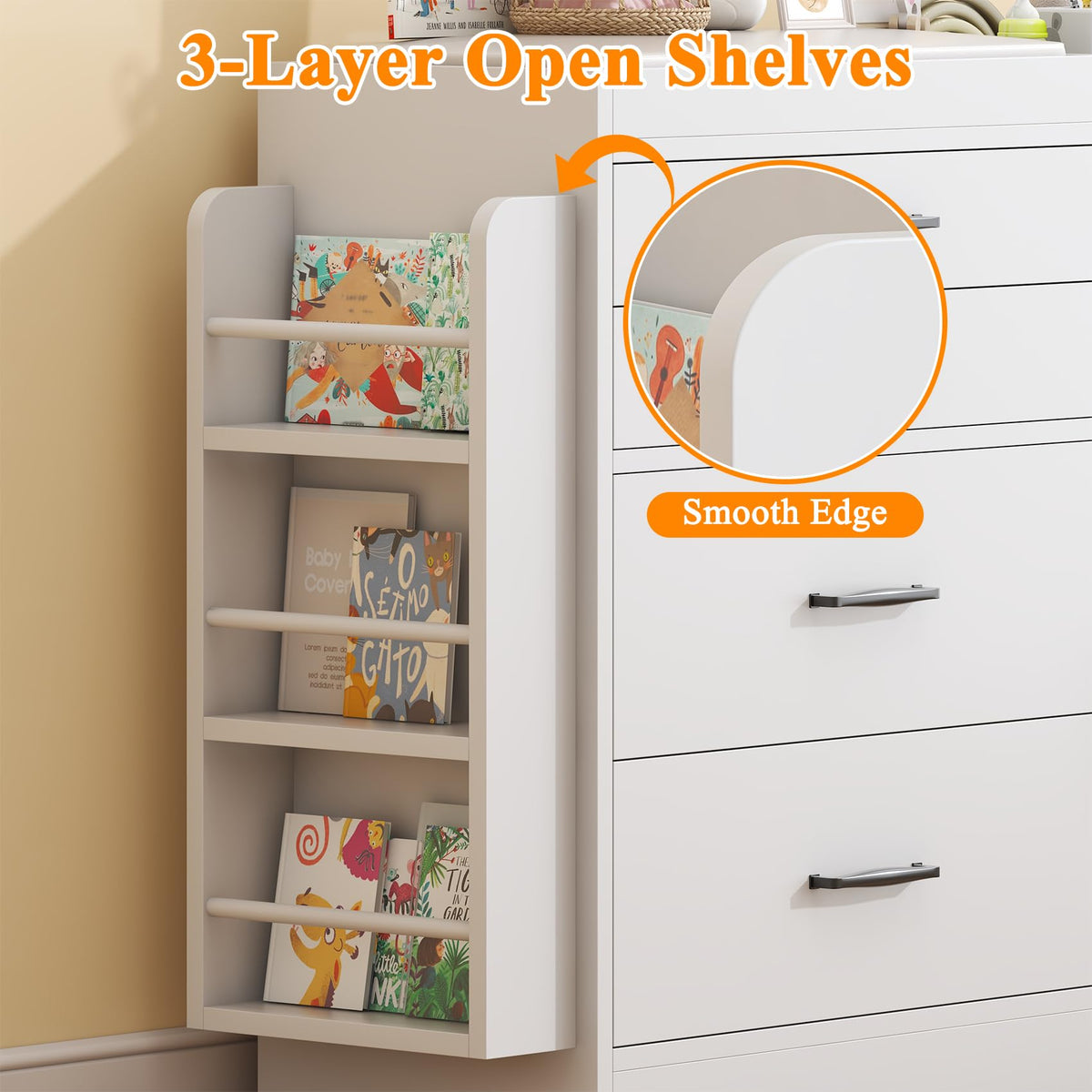White 4 Drawer Baby Nursery Dresser with Changing Pad Z7761