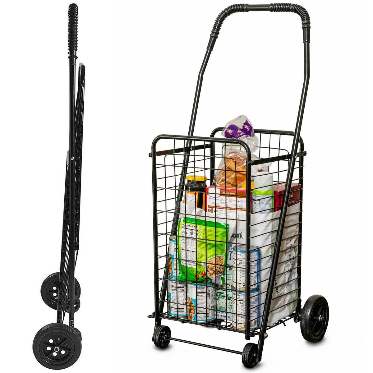 Black Foldable Utility Cart with Wheels T410774