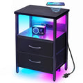 Black Smart Nightstand with Wireless Charging T2511
