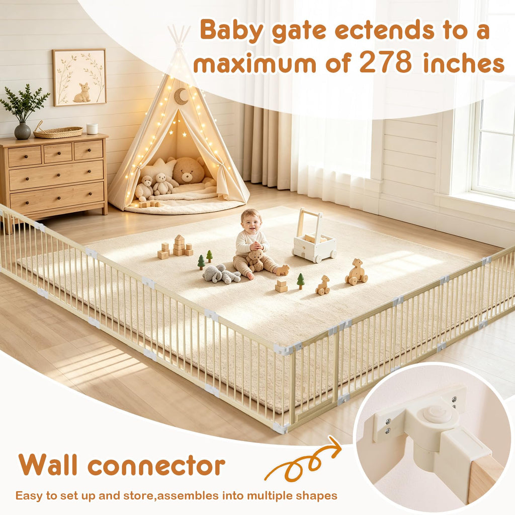 Foldable Wooden Playpen with Gate B92390
