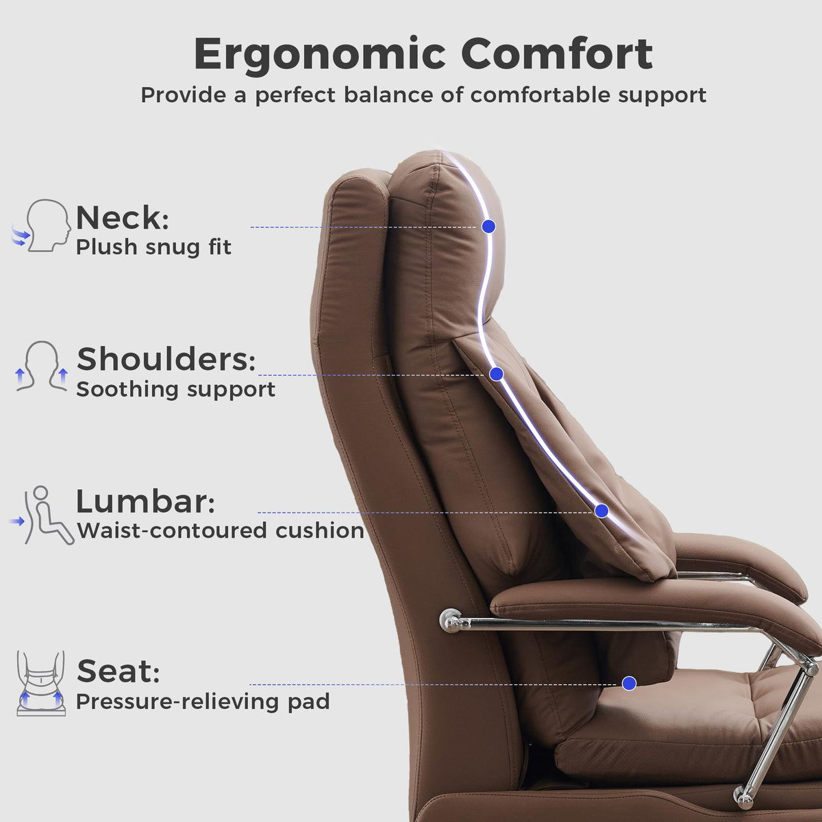 Brown PU Leather Recliner Chair with Footrest 400LBS I21239