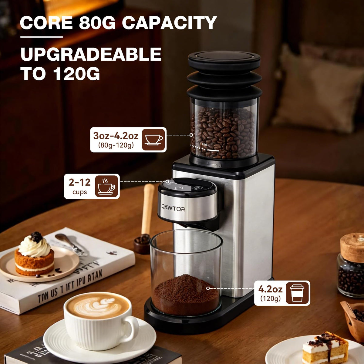 Conical Burr Coffee Bean Grinder, 25 Precise Settings, Anti-Static N694065