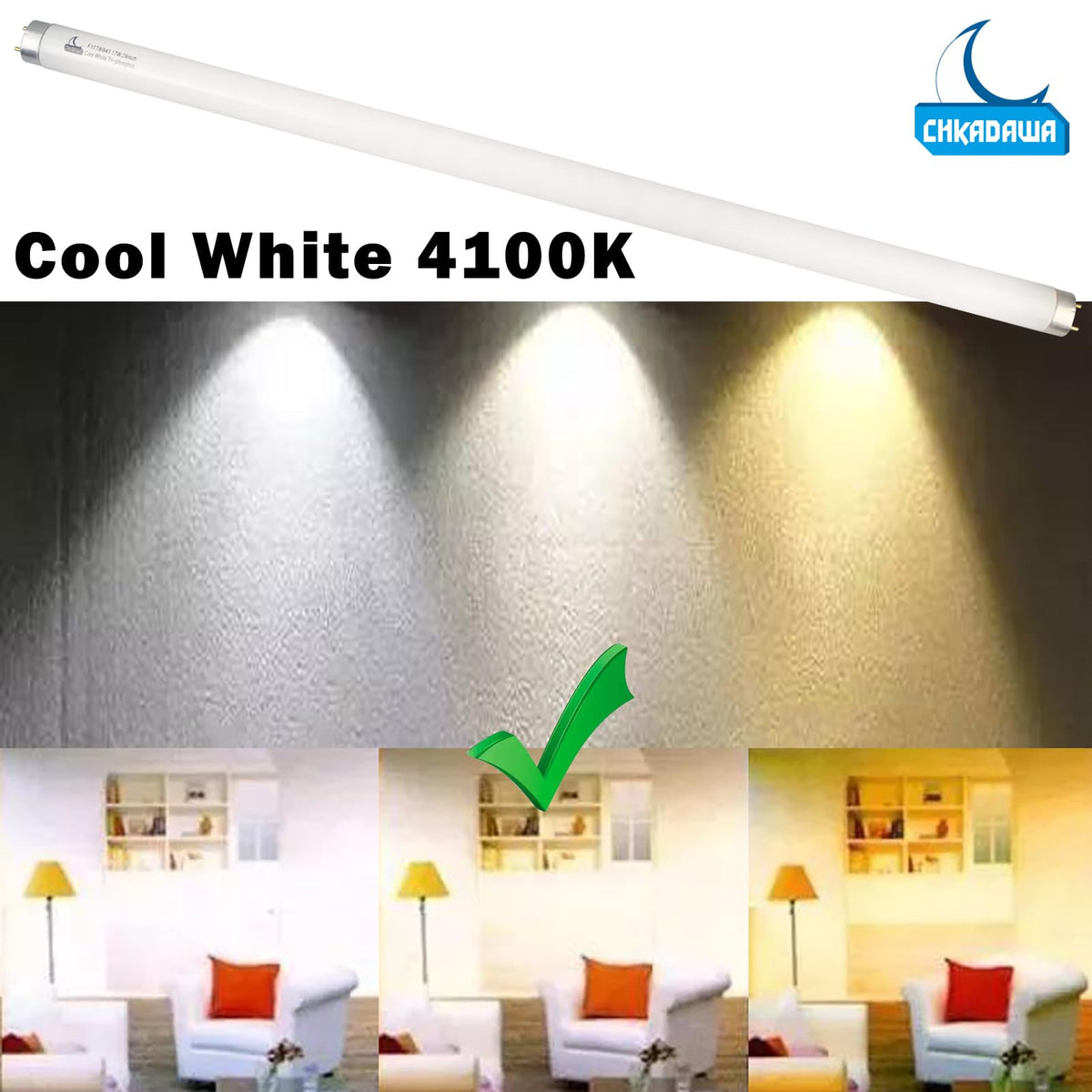 24 Inch 2 Ft T8 17W Cool White 4100K Fluorescent Tube 6 Pack T56640