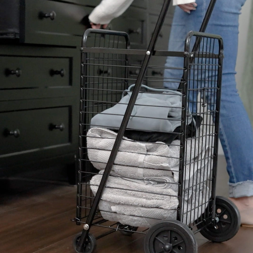 Black Foldable Utility Cart with Wheels T410774