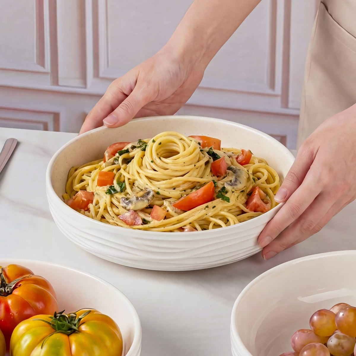 White Pasta Bowls Set of 4 T155056