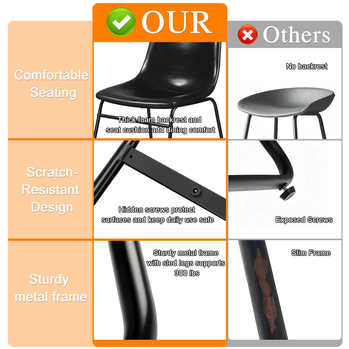 Faux Leather Bar Stools Set of 2 W319202