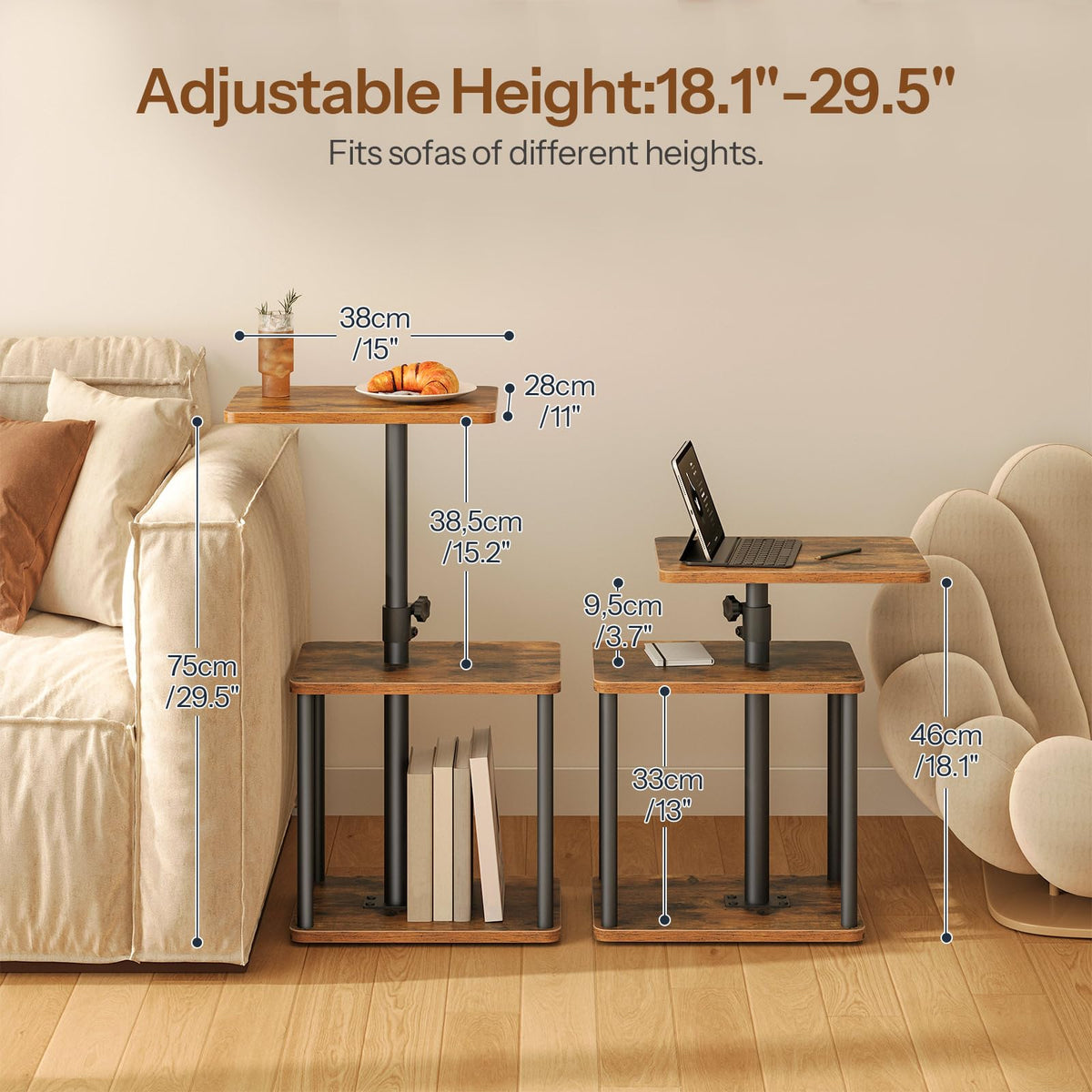 360° Rotating Height Adjustable End Table N609440