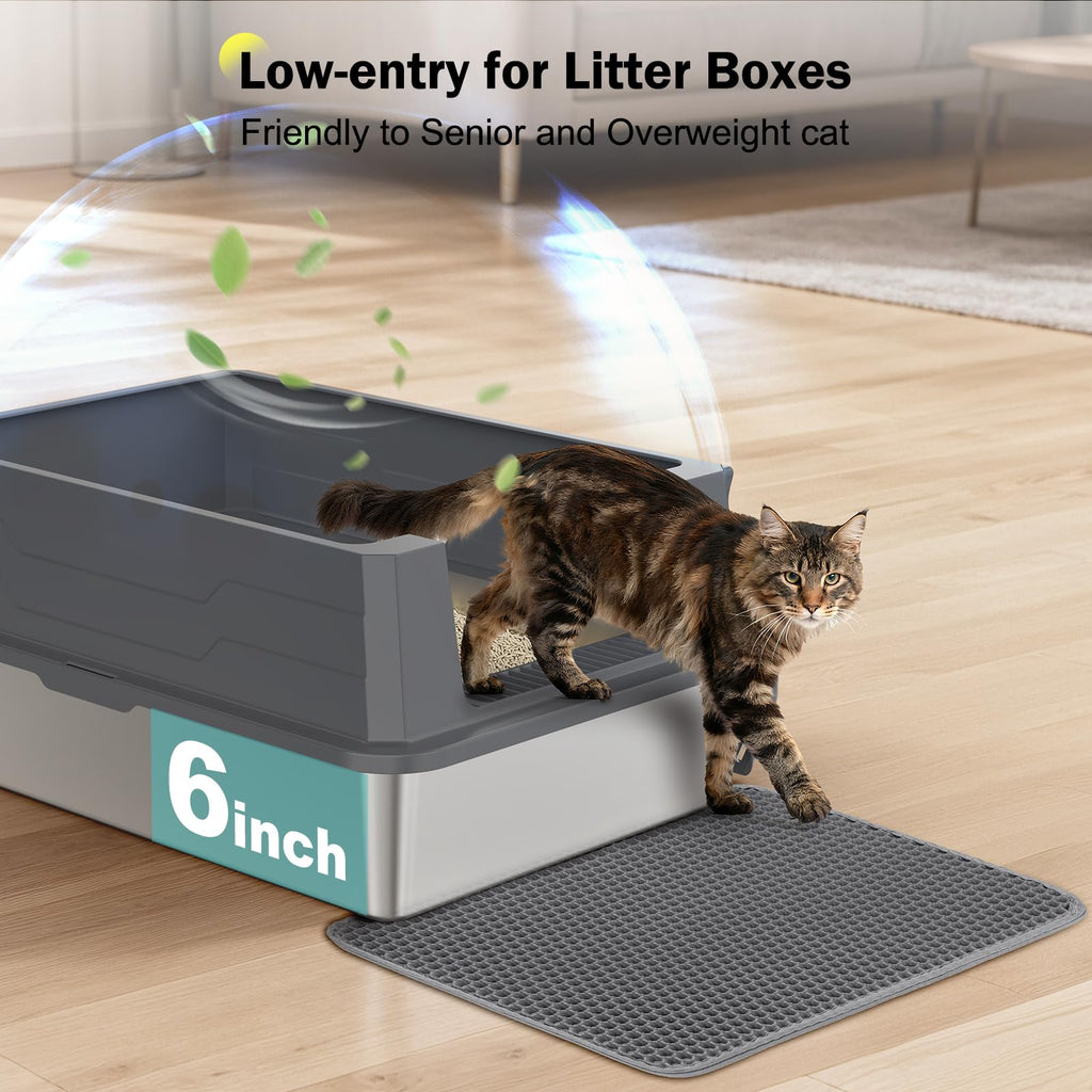 Stainless Steel Extra Large Cat Litter Box with High Sided Lid and Litter Scoop J300