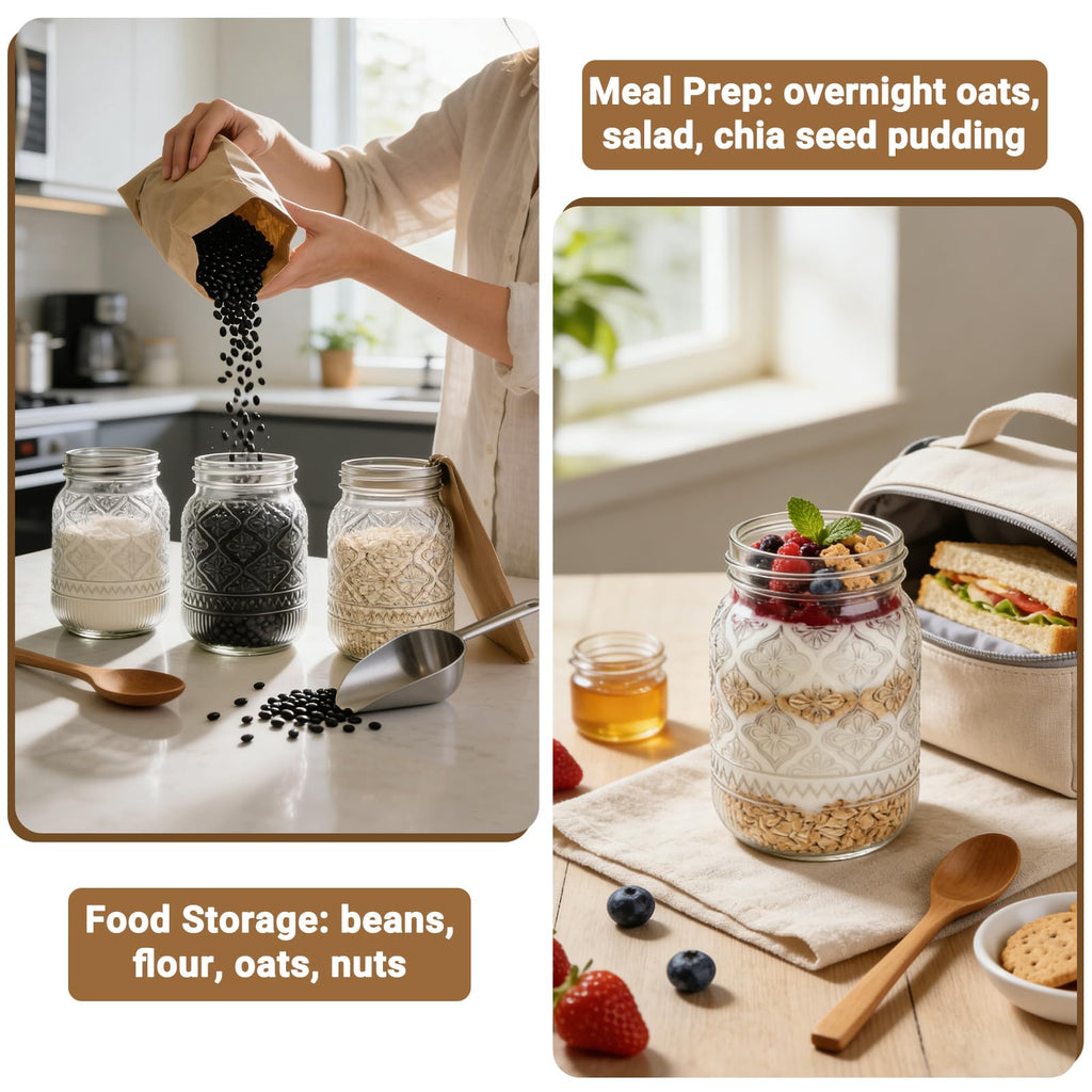 16oz Embossed Mason Jars 15-Pack with Airtight Lids T849