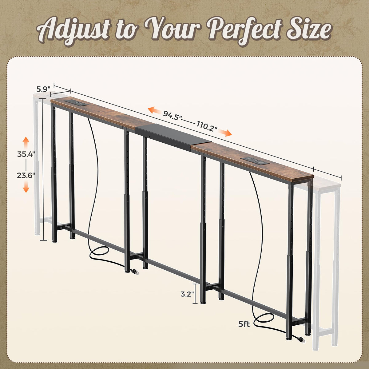 Narrow Console Table with Power Outlets & USB-C M836444