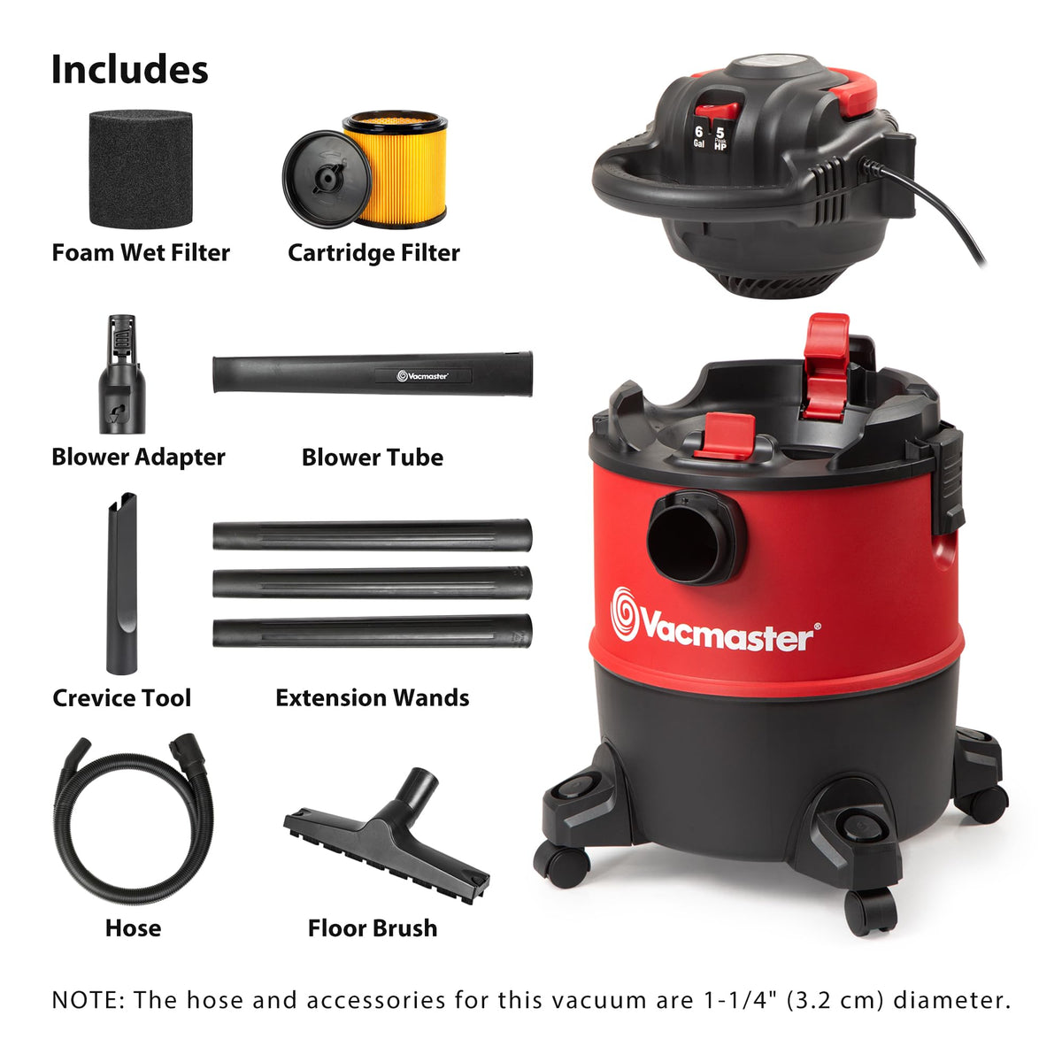 6 Gal Wet/Dry Vac with Detachable Blower Q259