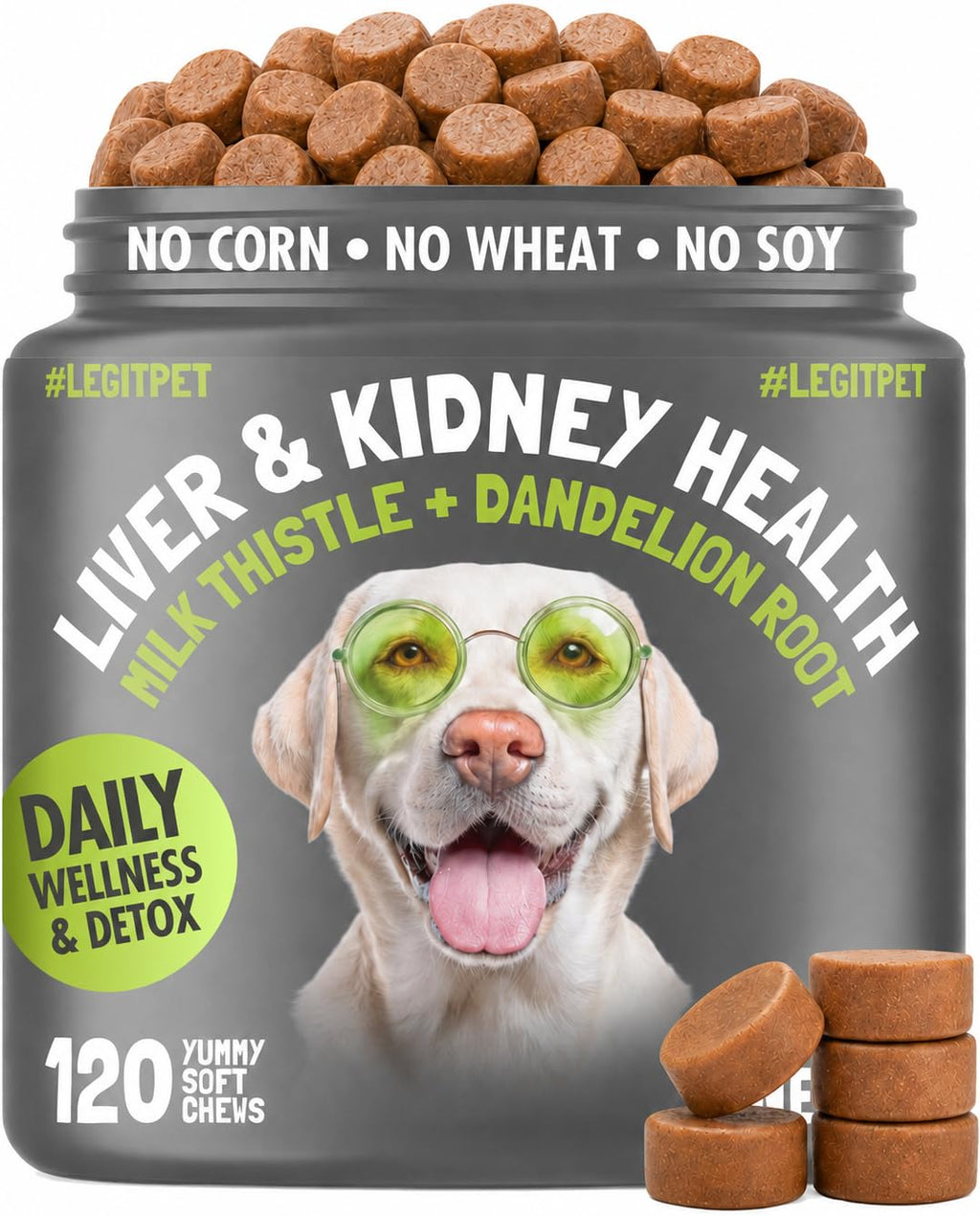 Milk Thistle Dandelion Root Turmeric Curcumin Dog Supplement 120 Soft Chews Q908880
