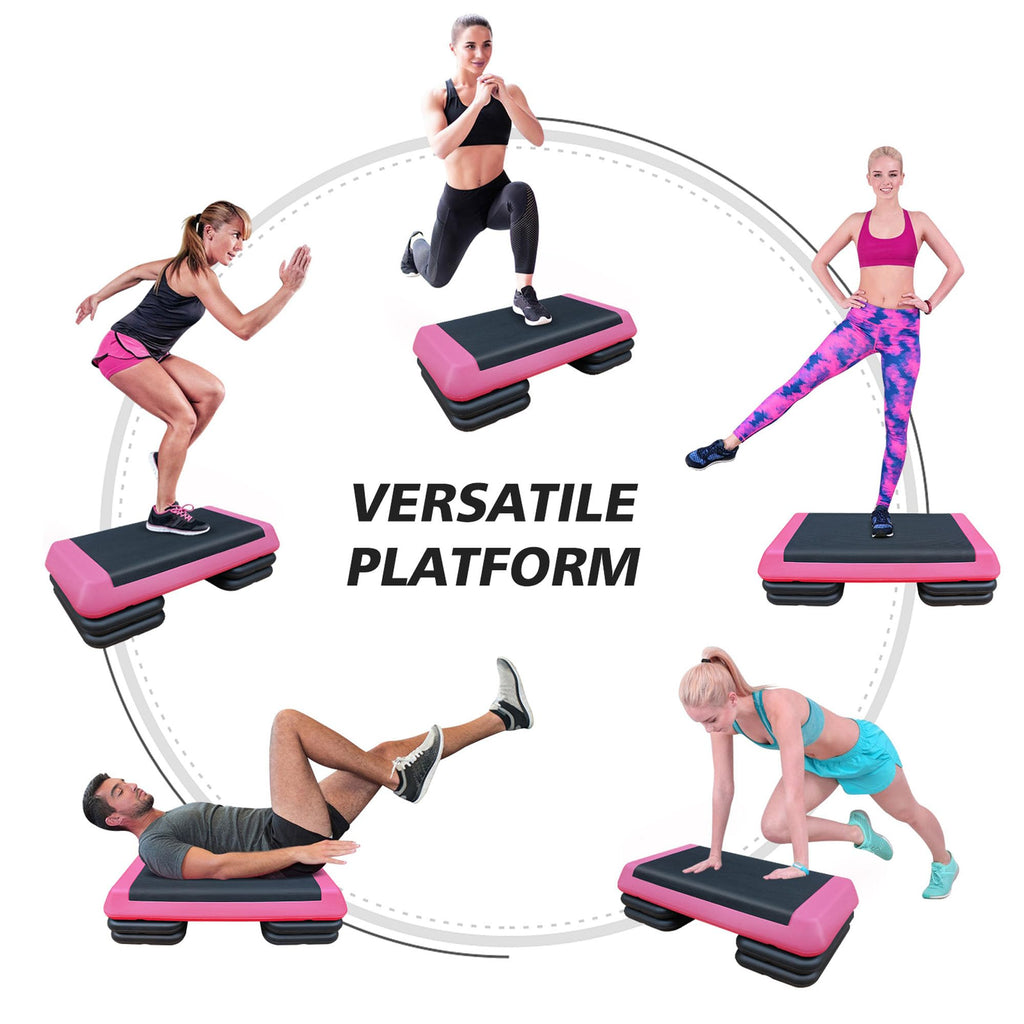 43" Adjustable Aerobic Step Platform with 4 Risers, 550 LBS Capacity H4916
