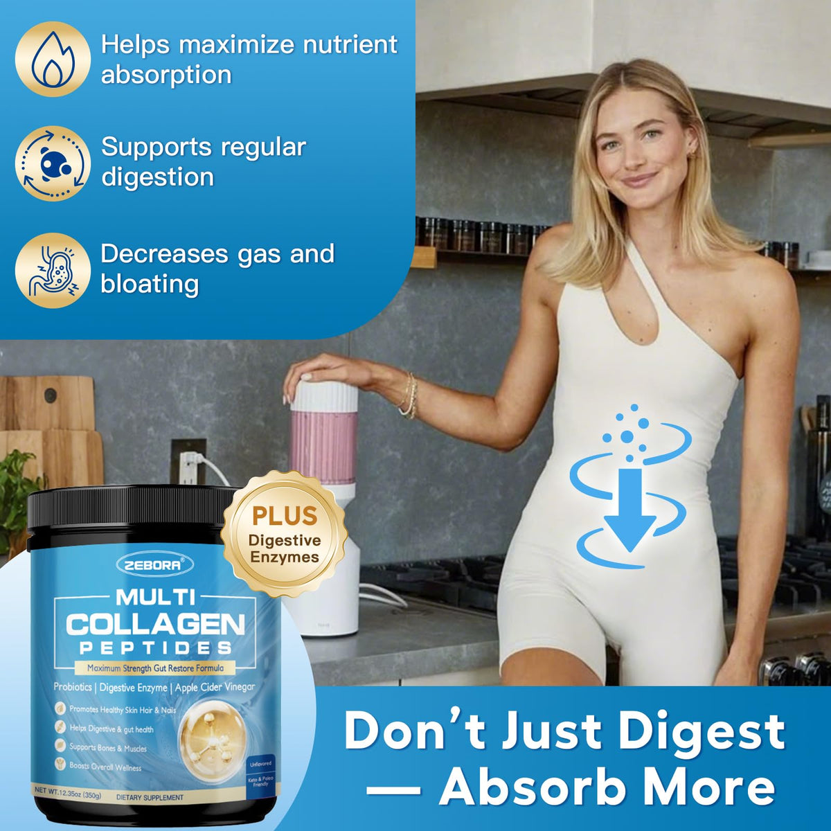 Multi Collagen Peptides Powder with Probiotic V35118