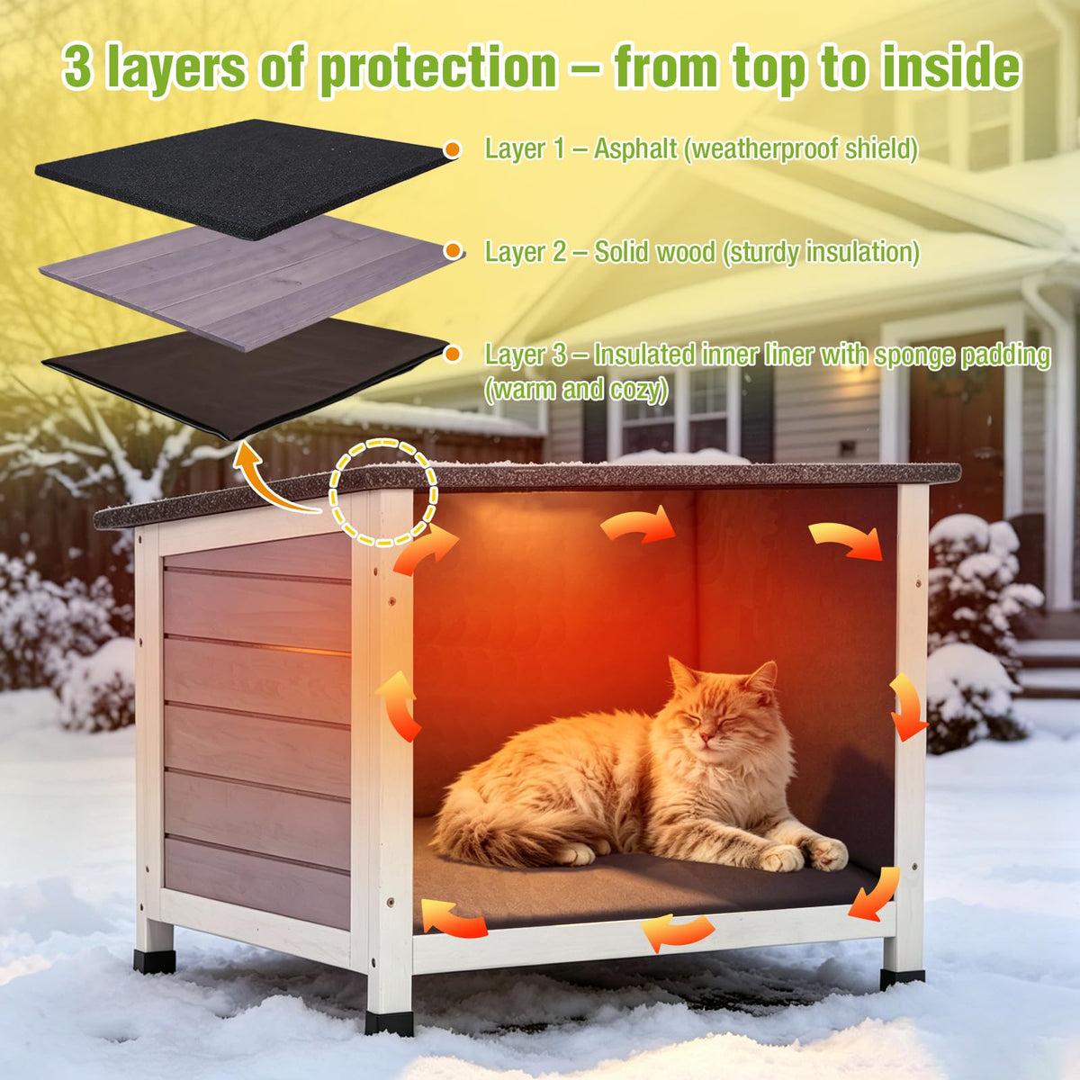 Outdoor Cat House with Insulated Liner O124