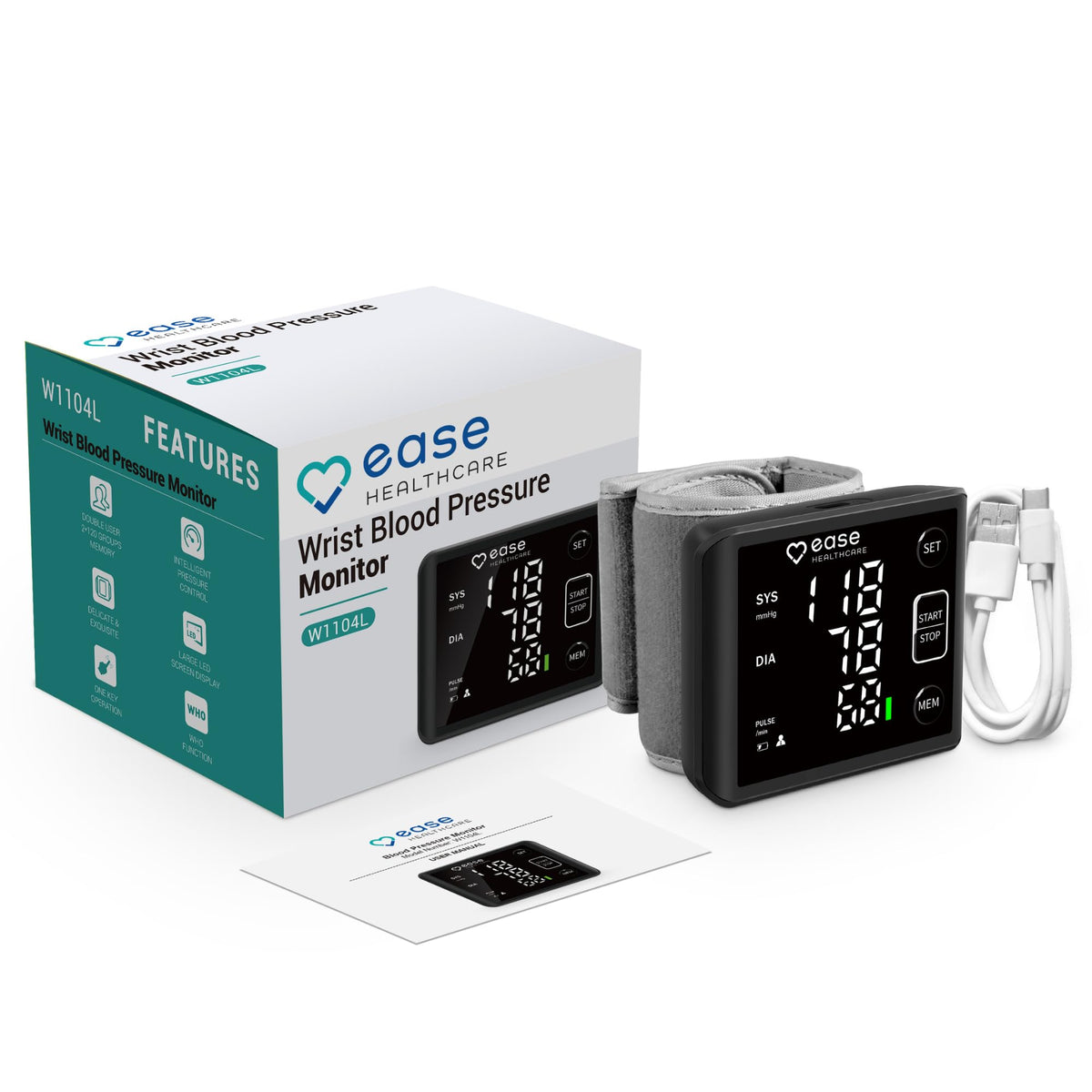 Rechargeable Wrist Blood Pressure Monitor with LED Display K810