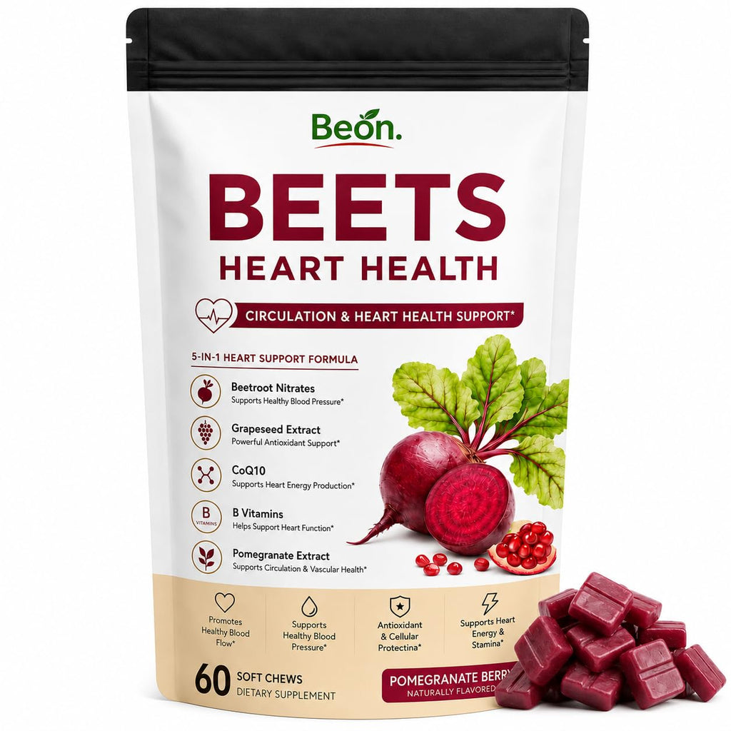 Beet Root Gummies with L-CoQ10 & Grape Seed, Sugar-Free Vegan, 60 Chew R197
