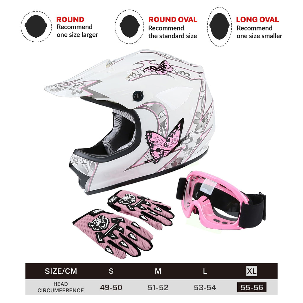 Youth Kids DOT Approved Motocross Helmet with Goggles and Gloves V3262