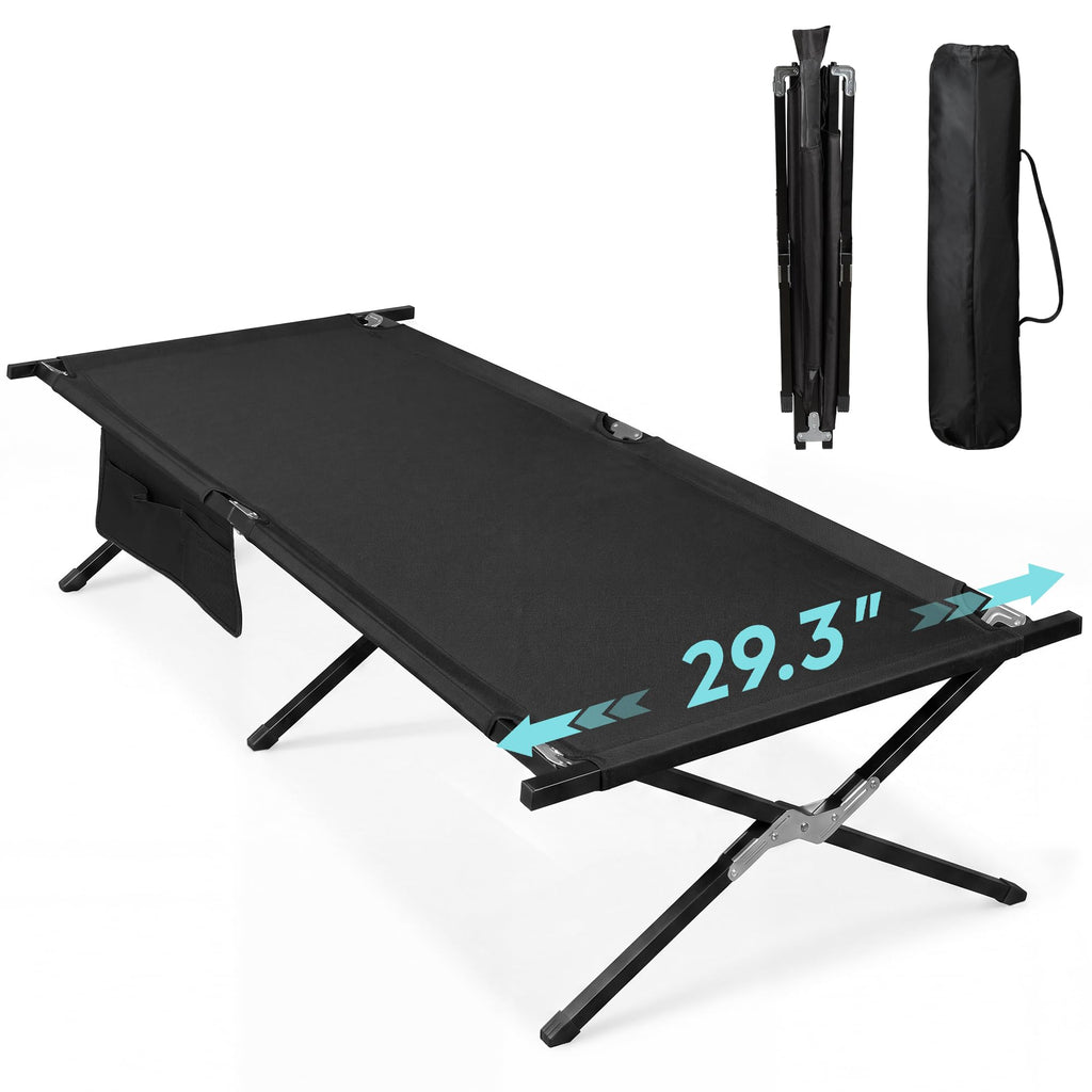 Folding Camping Cot with Carry Bag, 300 lb, Black E507