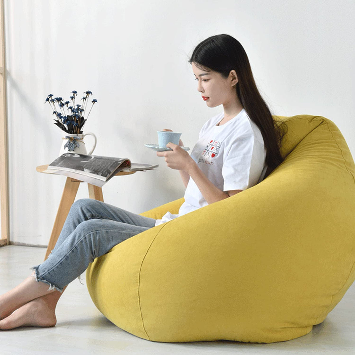 Yellow Washable Bean Bag Chair Cover F36373