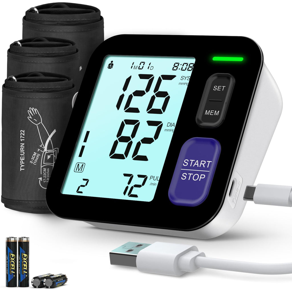 Upper Arm Blood Pressure Machine with 3 Size Cuffs U1820