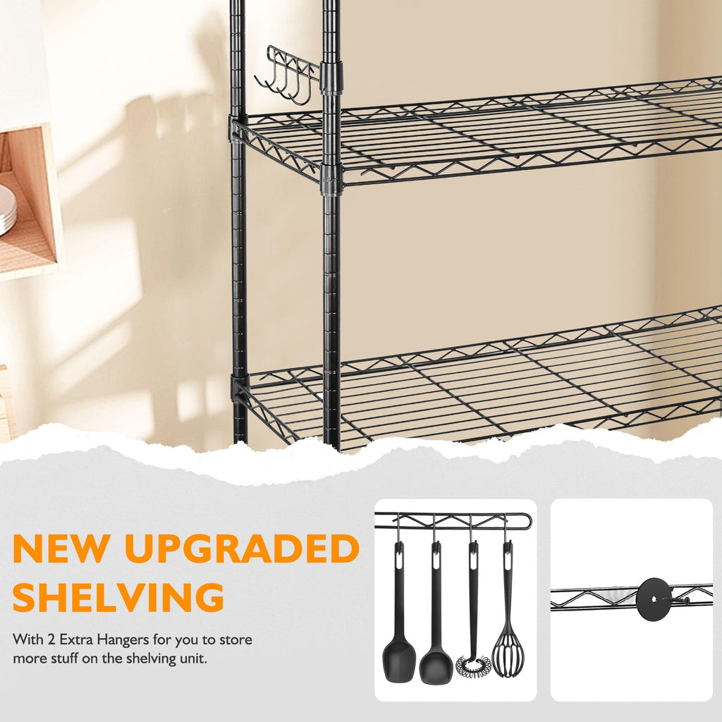 6 Tier Heavy Duty Adjustable Metal Wire Shelving Rack with Wheels, Black B26927