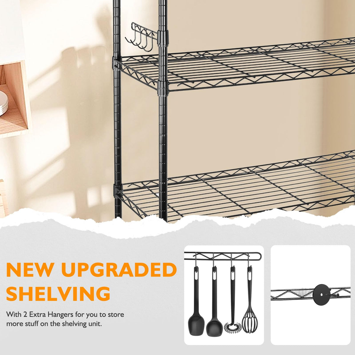 6 Tier Heavy Duty Adjustable Metal Wire Shelving Rack with Wheels, Black B26927