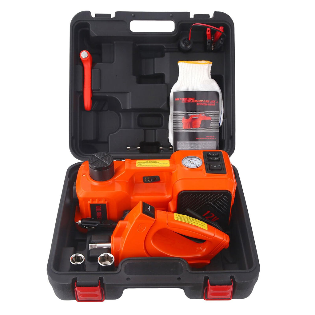 5 Ton Hydraulic Electric Car Jack Set with Tire Pump and Impact Wrench V21364