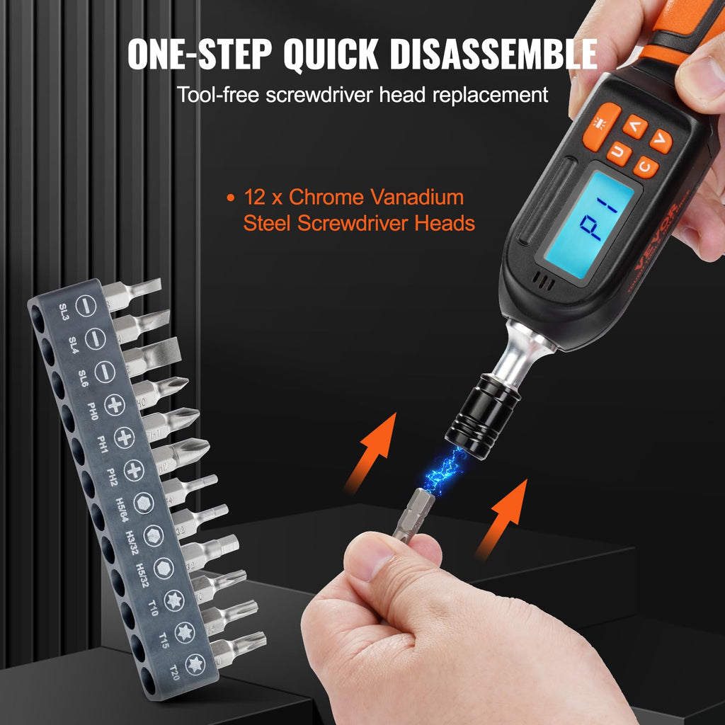 1/4" Drive Digital Torque Screwdriver with LCD, Bits & Case O636572