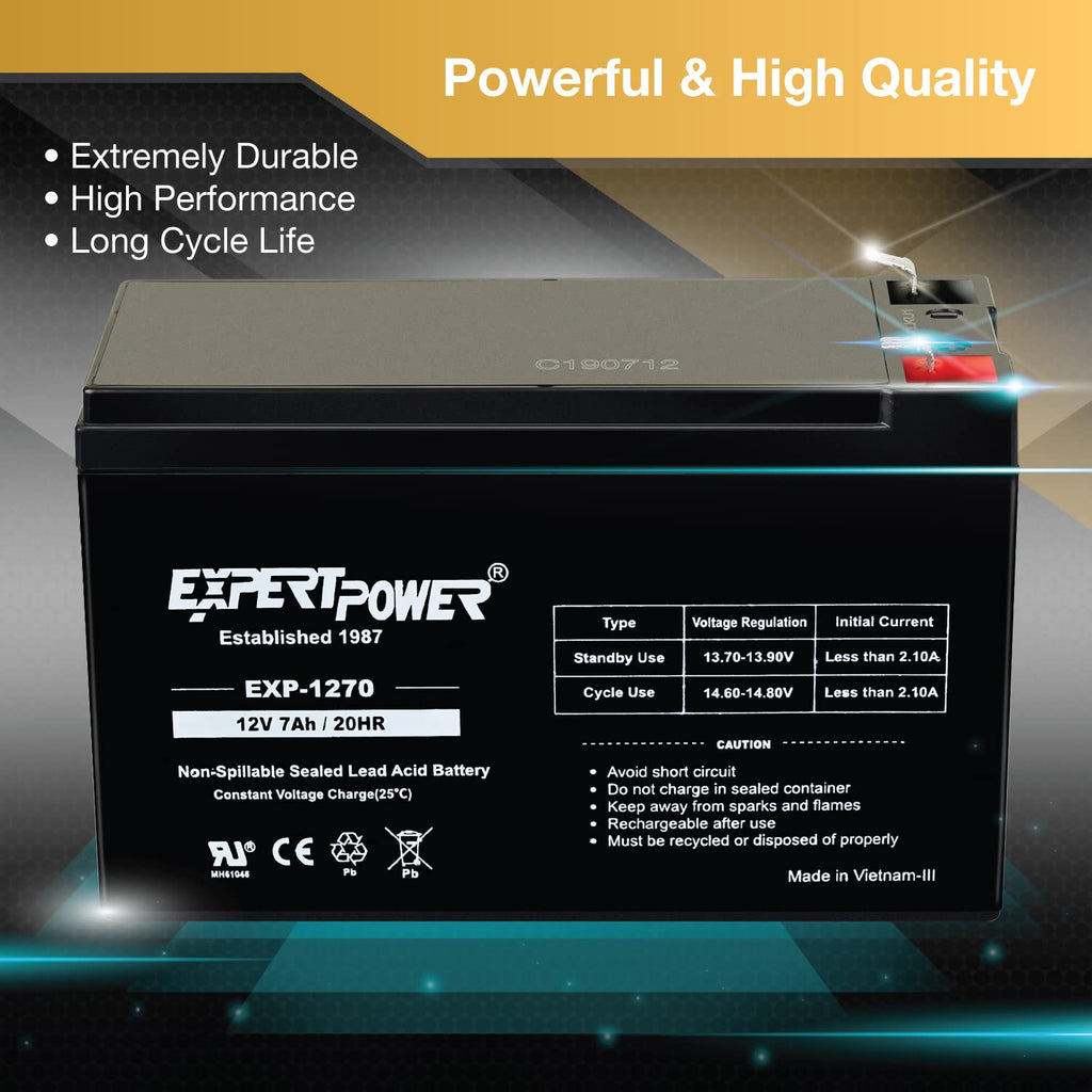 12V 7Ah Rechargeable SLA Battery with F1 Terminals W2464