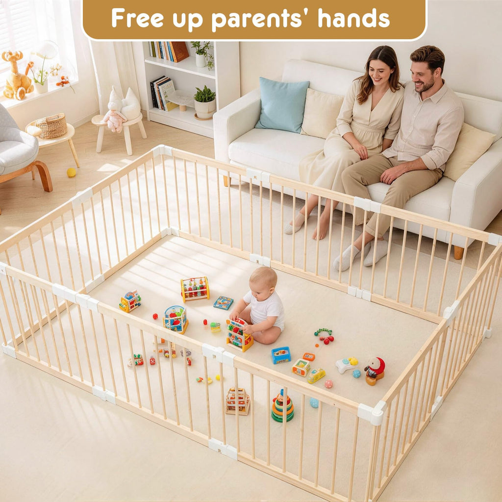 Foldable Wooden Playpen with Gate B92390